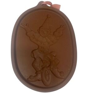 Vintage Roseville Ohio Red‎ Ware Pottery Clown Cookie Mold Press 6"